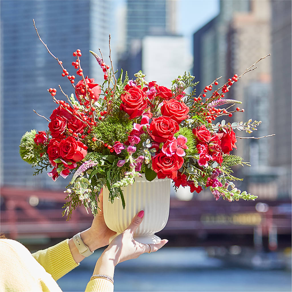 Big Red Bow Bouquet – Petals From Angels Floral Designs, Pasadena CA