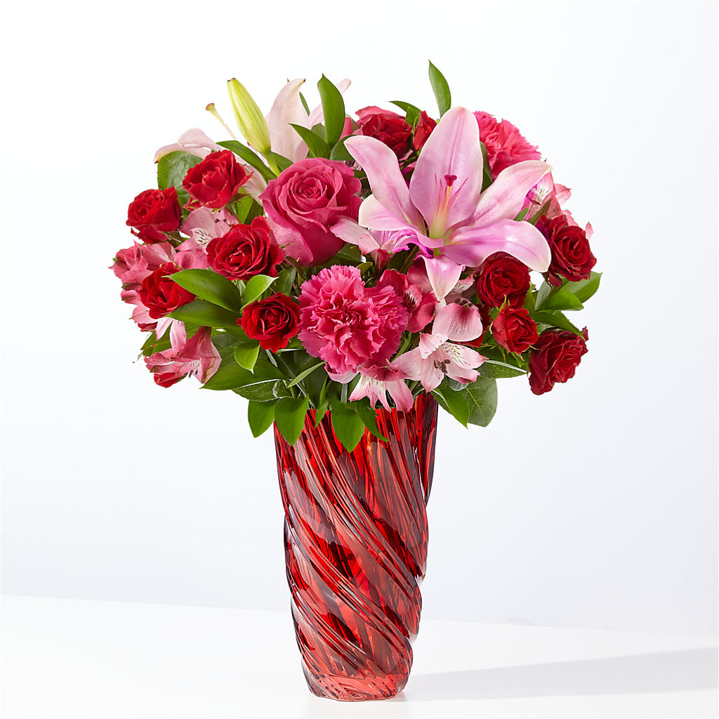 In Love Bouquet with Luxe Swirl Vase – Petals From Angels Floral Designs, Pasadena CA