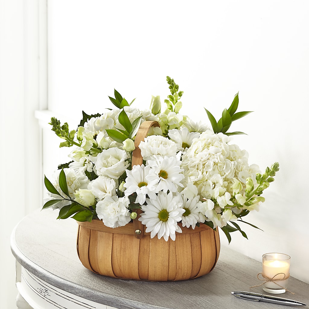 Pure Ivory Basket – Petals From Angels Floral Designs, Pasadena CA