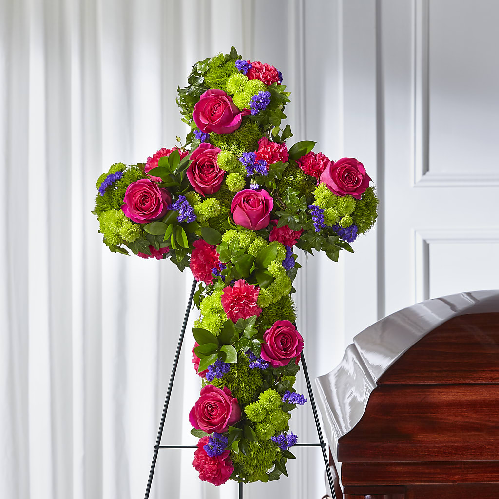 Tribute Rose Floral Cross – Petals From Angels Floral Designs, Pasadena CA