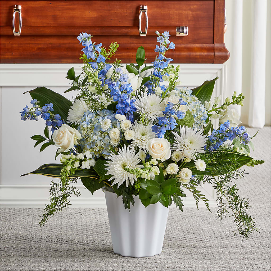 Everlasting Memories Floor Basket – Petals From Angels Floral Designs, Pasadena CA