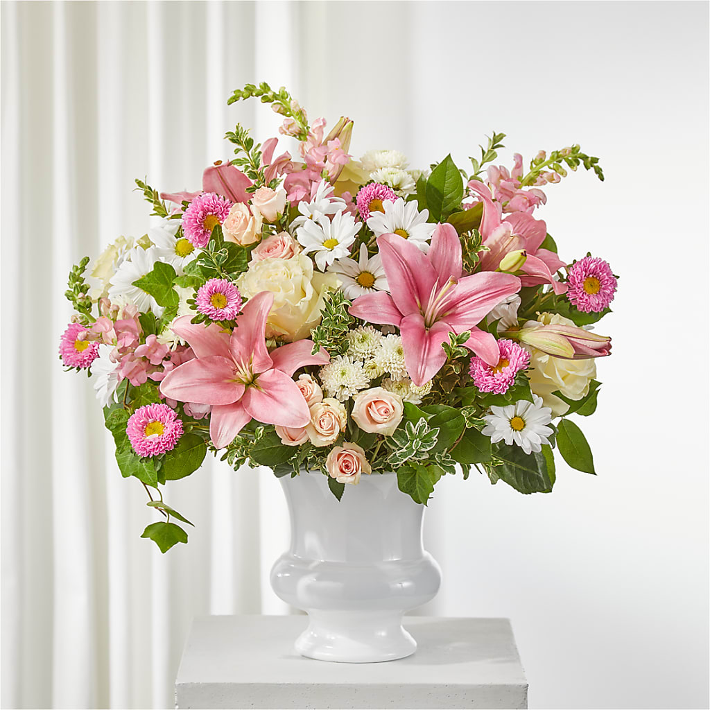 Empathetic Blooms Urn Arrangement – Petals From Angels Floral Designs, Pasadena CA