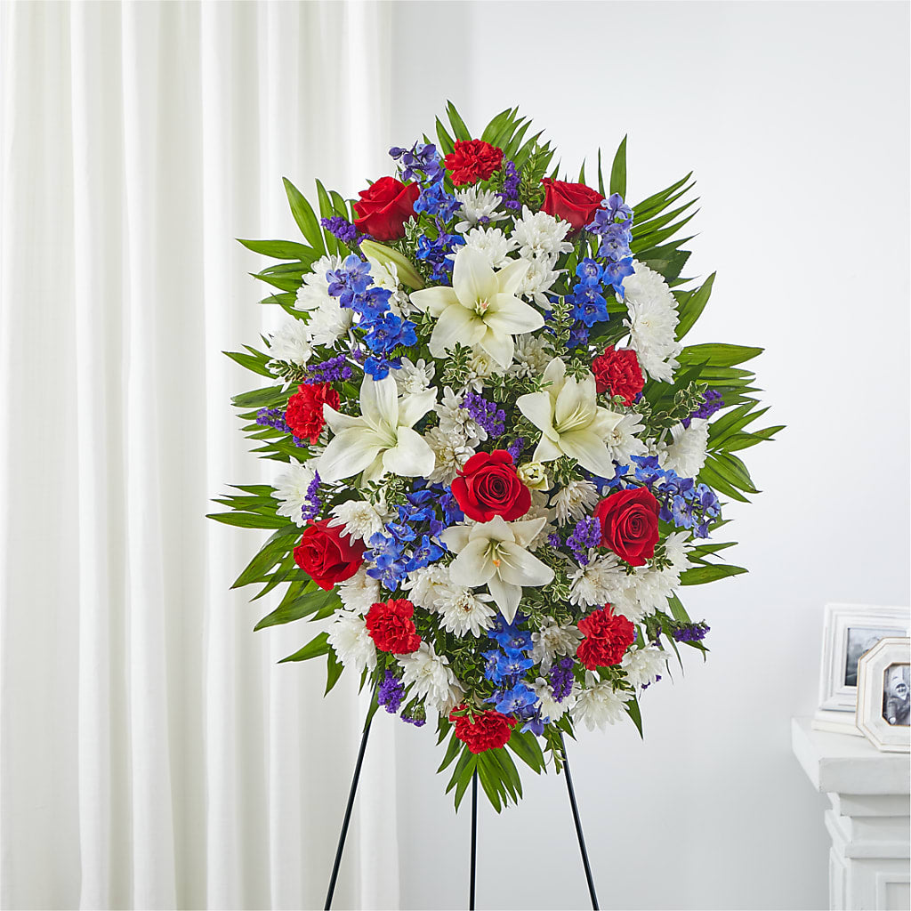 Cherished Service Standing Spray – Petals From Angels Floral Designs, Pasadena CA