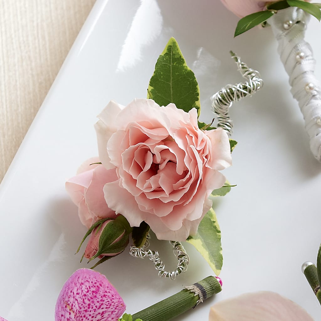 Pink Spray Rose Boutonniere – Petals From Angels Floral Designs, Pasadena CA