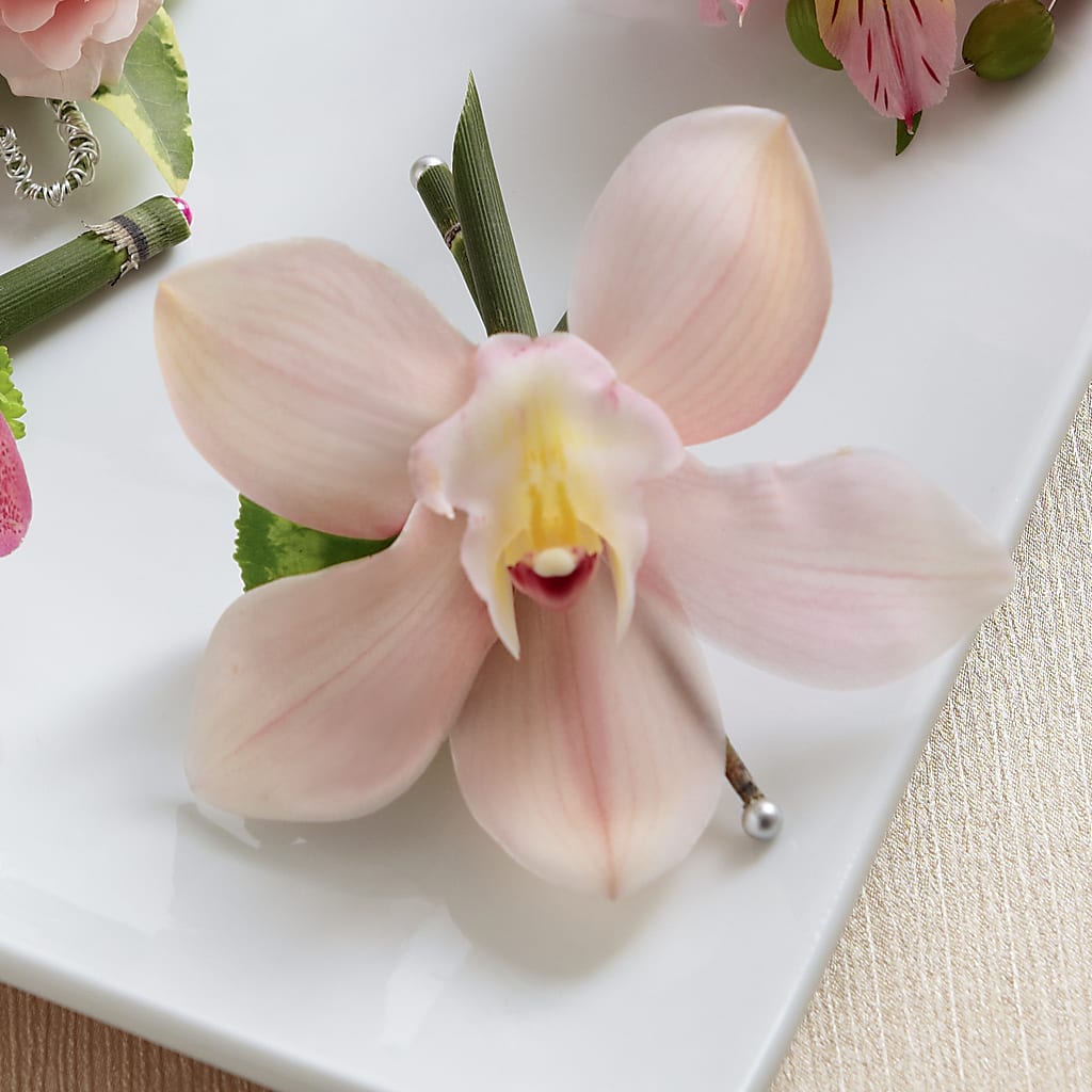 Pink Cymbidium Boutonniere – Petals From Angels Floral Designs, Pasadena CA