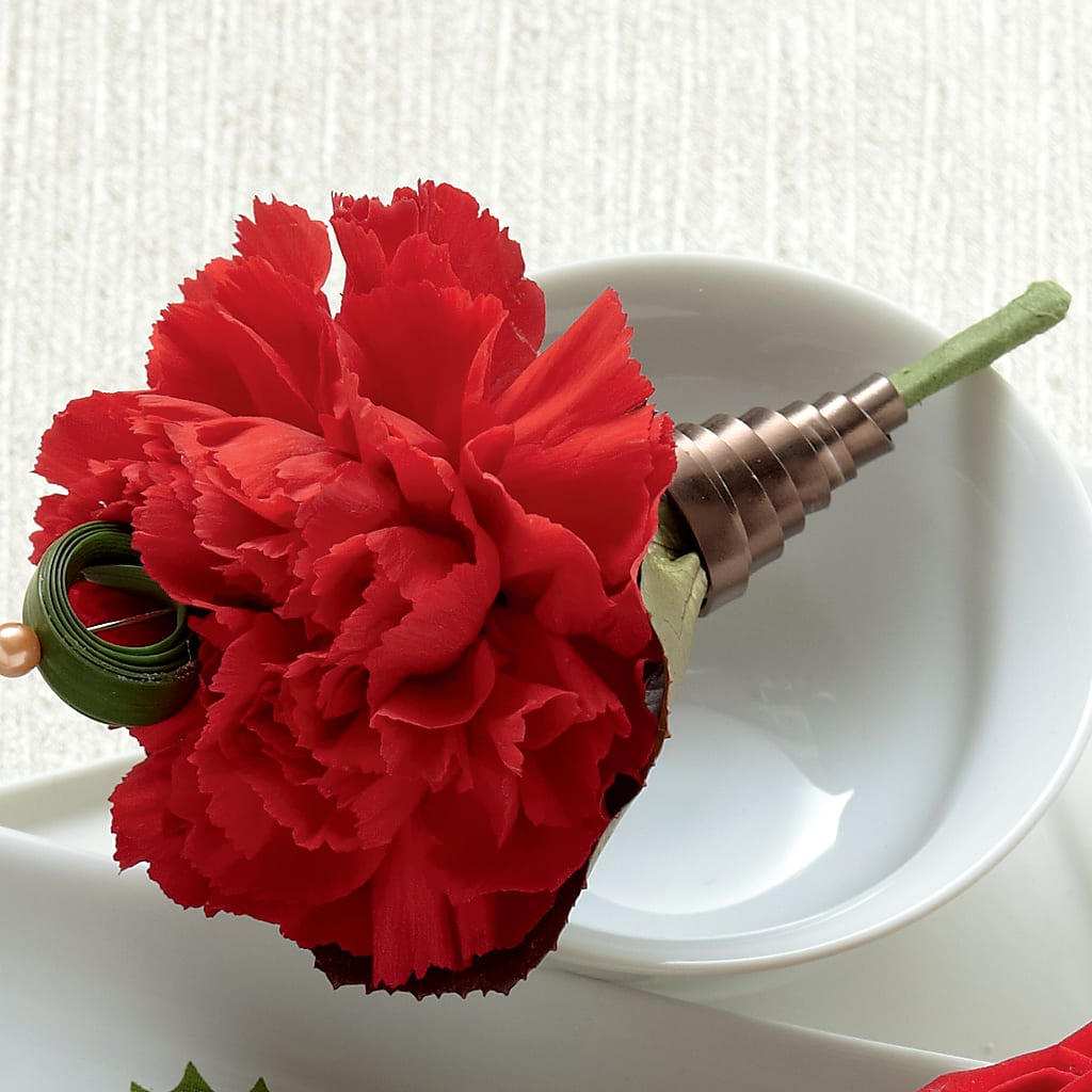 Red Carnation Boutonniere – Petals From Angels Floral Designs, Pasadena CA