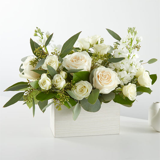 Fresh Linen Box Bouquet –  Petals From Angels Floral Designs, Pasadena CA