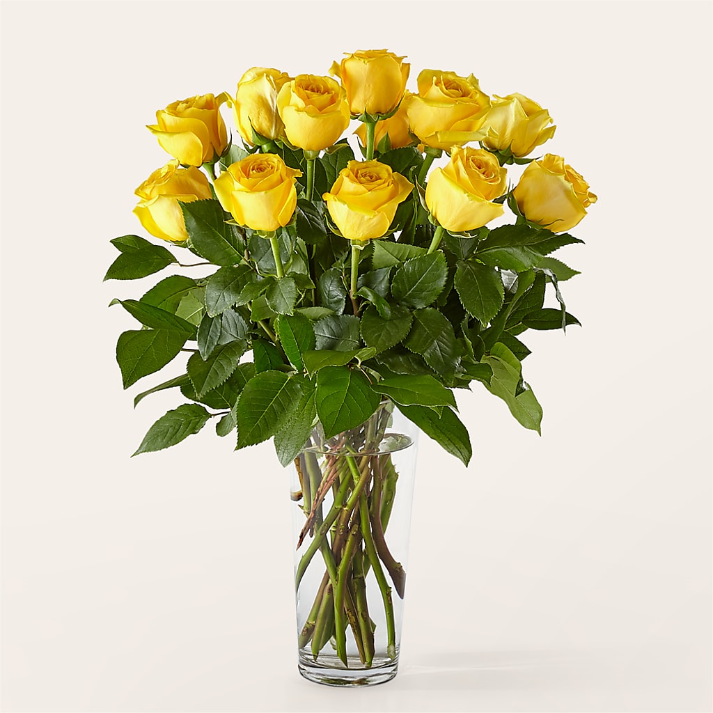 Long Stem Yellow Rose Bouquet –  Petals From Angels Floral Designs, Pasadena CA