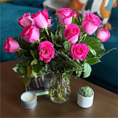 Long Stem Pink Rose Bouquet –  Petals From Angels Floral Designs, Pasadena CA