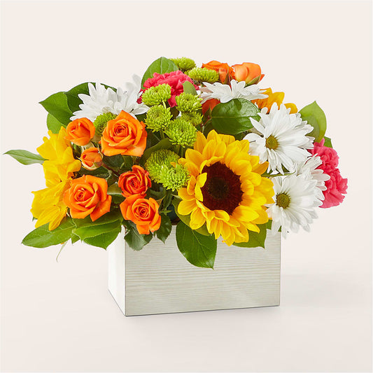 Sun-drenched Blooms Box Bouquet –  Petals From Angels Floral Designs, Pasadena CA