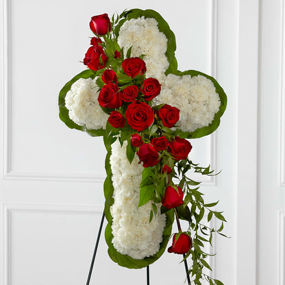 Floral Cross Easel –  Petals From Angels Floral Designs, Pasadena CA