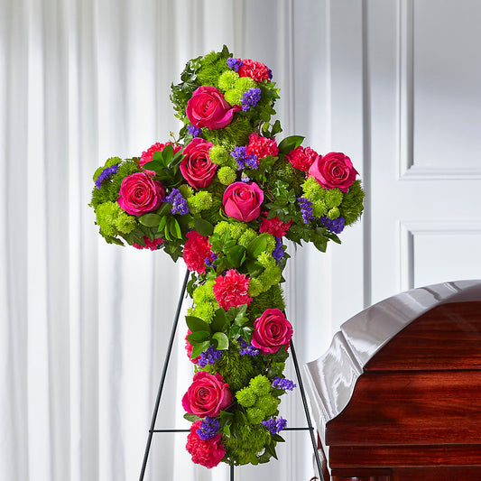 Tribute Rose Floral Cross –  Petals From Angels Floral Designs, Pasadena CA