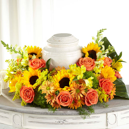 Faithful Sunflower Cremation Adornment –  Petals From Angels Floral Designs, Pasadena CA