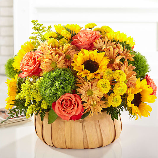 Harvest Sunflower Basket –  Petals From Angels Floral Designs, Pasadena CA