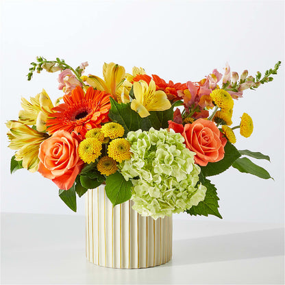 Autumn Sunshine Bouquet with Ivory Vase –  Petals From Angels Floral Designs, Pasadena CA