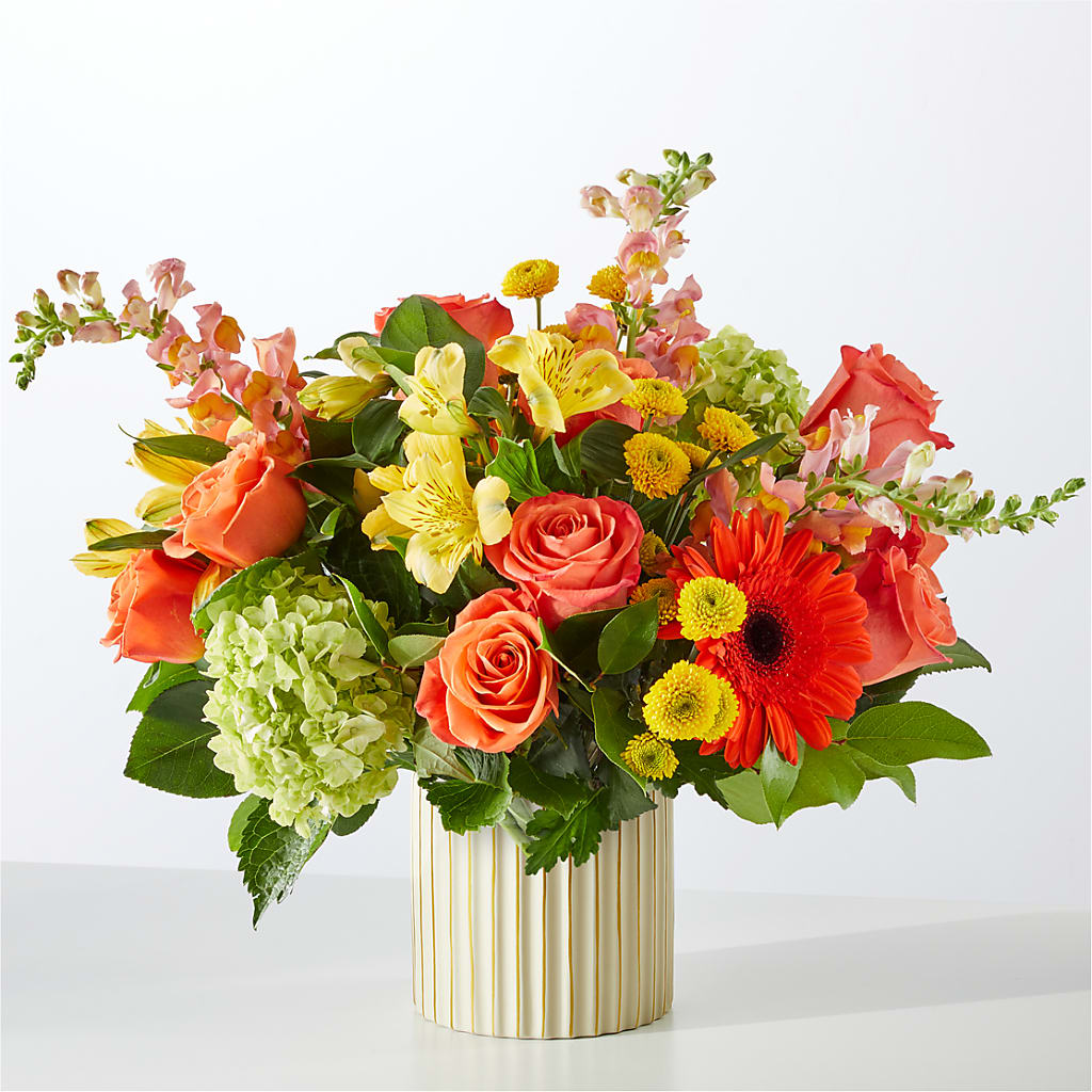 Autumn Sunshine Bouquet with Ivory Vase –  Petals From Angels Floral Designs, Pasadena CA