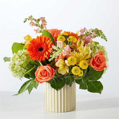 Autumn Sunshine Bouquet with Ivory Vase –  Petals From Angels Floral Designs, Pasadena CA