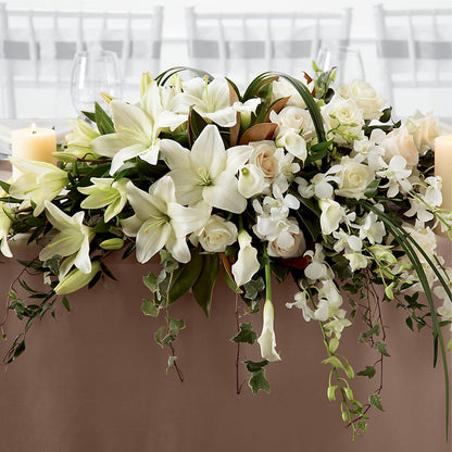 White Linen Arrangement –  Petals From Angels Floral Designs, Pasadena CA