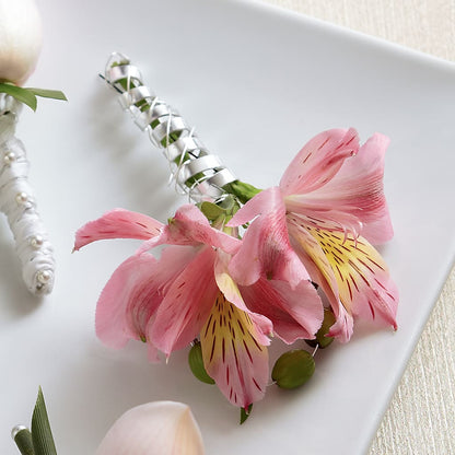 Pink Peruvian Lily Boutonniere –  Petals From Angels Floral Designs, Pasadena CA