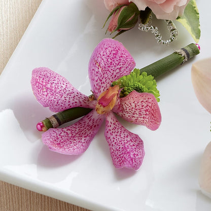 Pink Mokara Boutonniere –  Petals From Angels Floral Designs, Pasadena CA