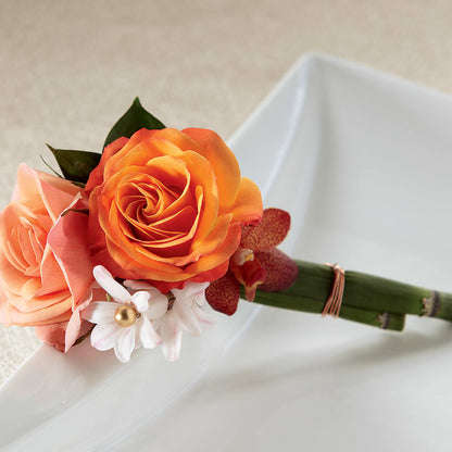Sunset Dream Boutonniere –  Petals From Angels Floral Designs, Pasadena CA
