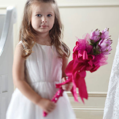 Sparkle Pink Flower Girl Bouquet –  Petals From Angels Floral Designs, Pasadena CA