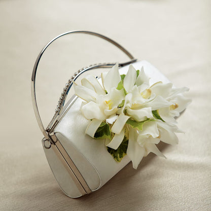 White Purse Decor –  Petals From Angels Floral Designs, Pasadena CA
